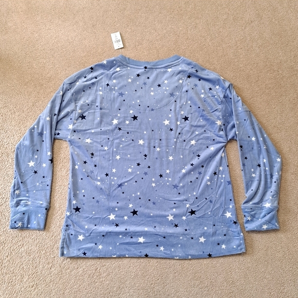 Nautica 2 Piece PJ Set Womens Medium Blue Stars Print Fleece Loungewear Set NWOT - Picture 7 of 16